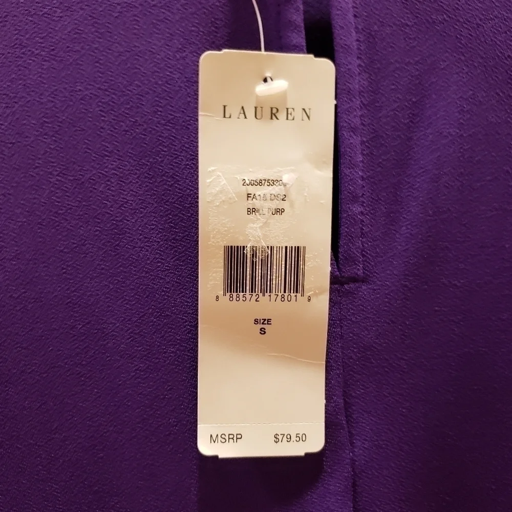 NWT Lauren Ralph Lauren Purple Keyhole Neck Long Sleeve Blouse Size Small - Picture 3 of 6
